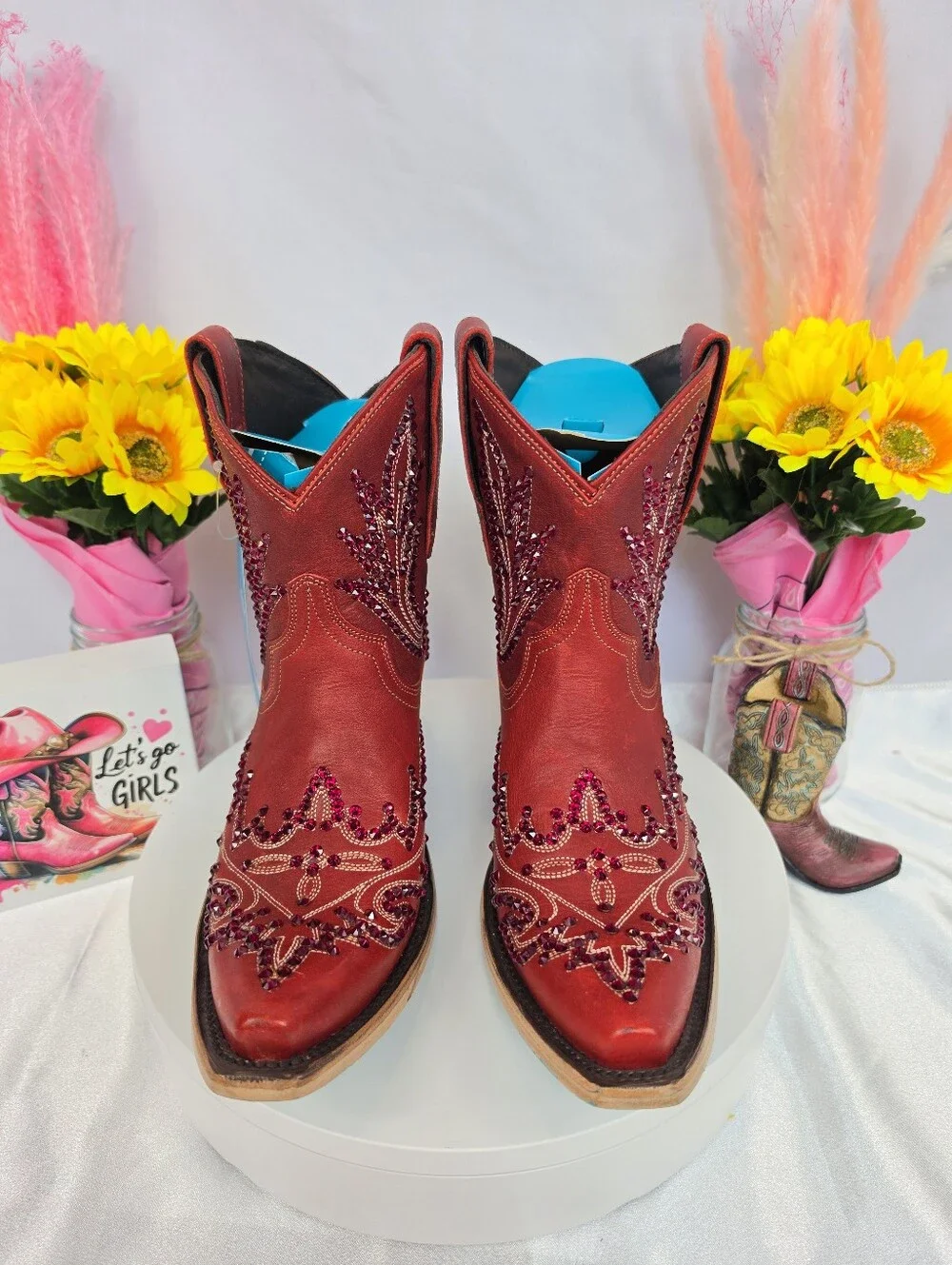 New LANE Lexington Cowgirl Boots W/ SWAROVSKI Crystals 8